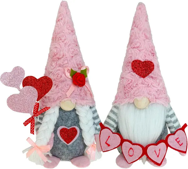 Valentine Gnomes Decorations For Home Valentines Day Tiered Tray Decor Pink Valentine Gnomes Plush Scandinavian Tomte Elf Holiday Gnomes Ornaments Valentines Day Gifts For Her