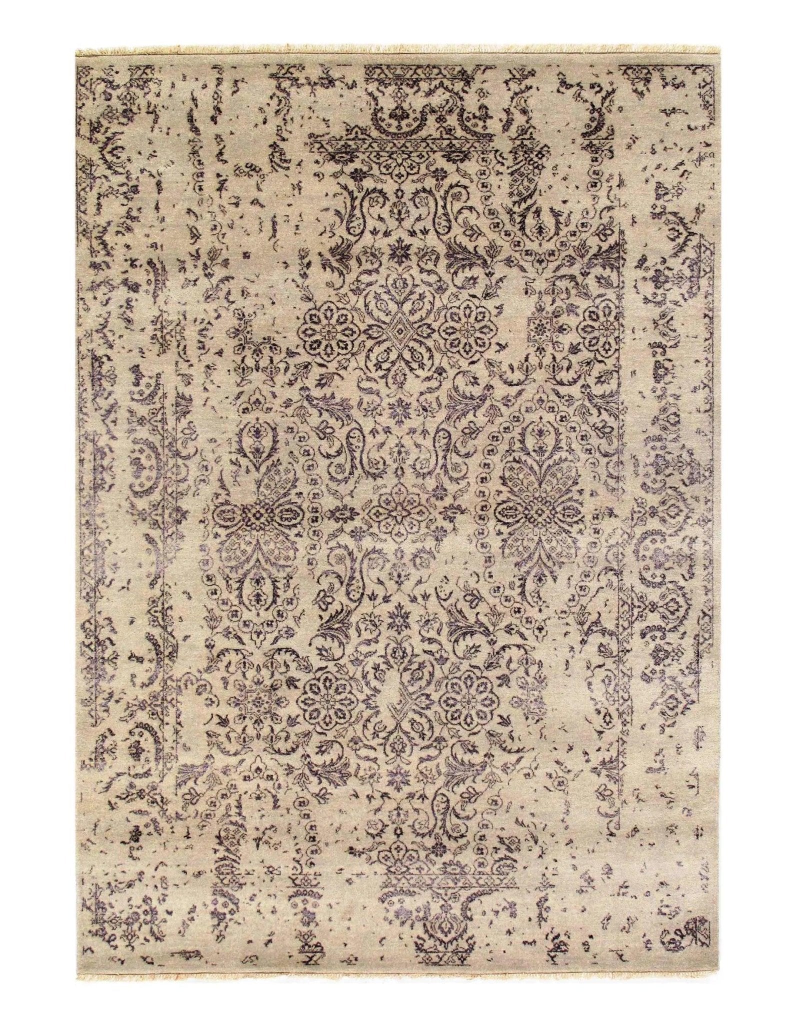 Canvello Ivory Erased Modern Rug - 6' X 9'