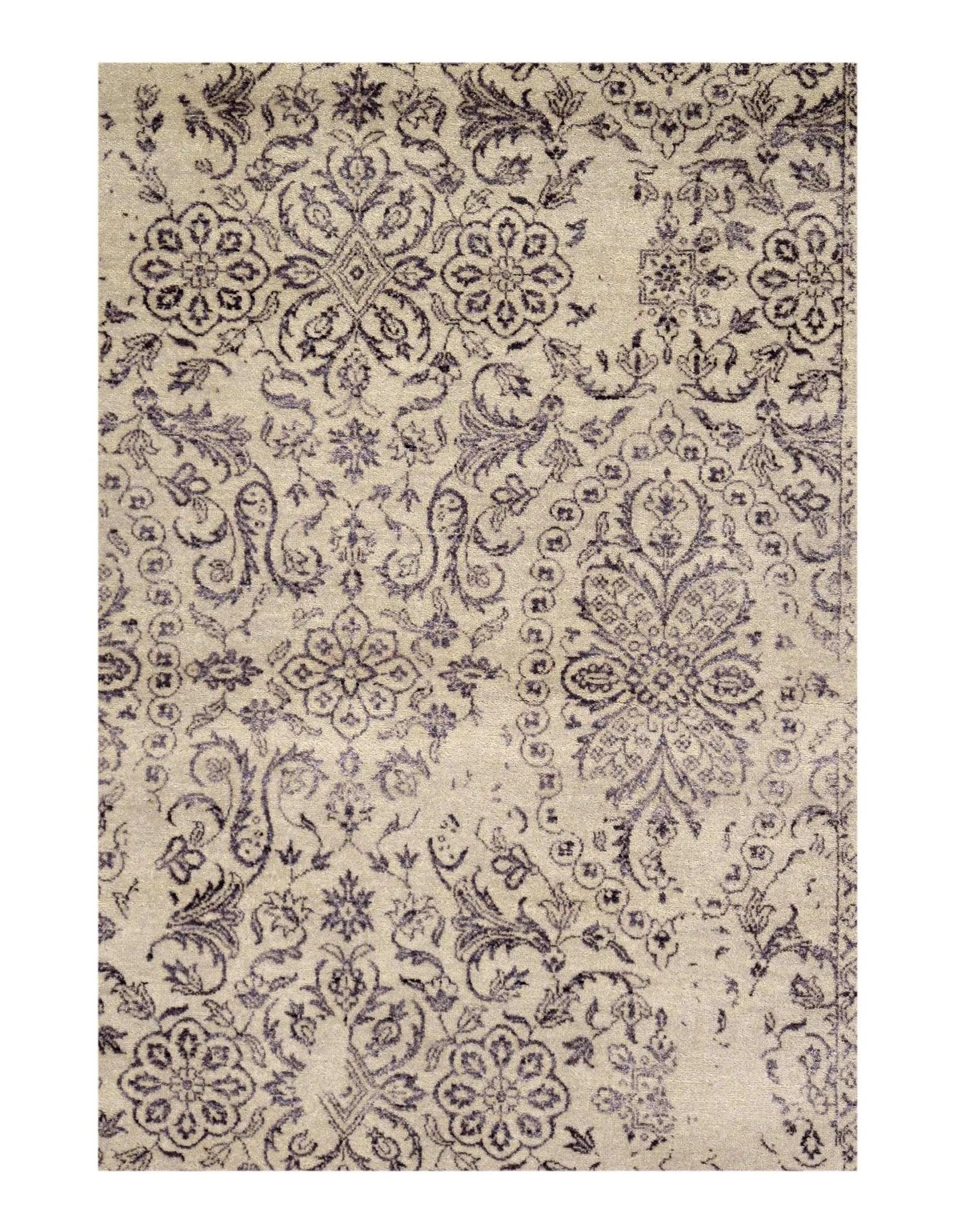 Canvello Ivory Erased Modern Rug - 6' X 9'