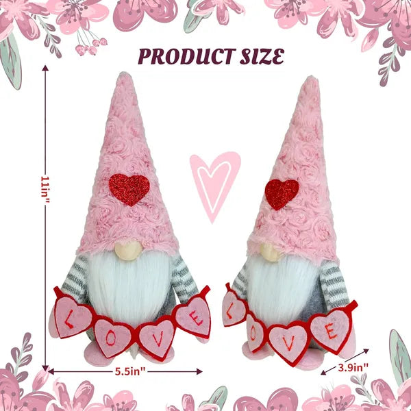 Valentine Gnomes Decorations For Home Valentines Day Tiered Tray Decor Pink Valentine Gnomes Plush Scandinavian Tomte Elf Holiday Gnomes Ornaments Valentines Day Gifts For Her