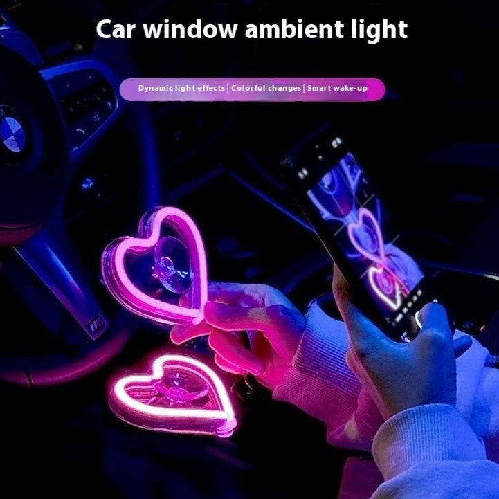 Triangle Window Neon Light Car Decoration Heart Light