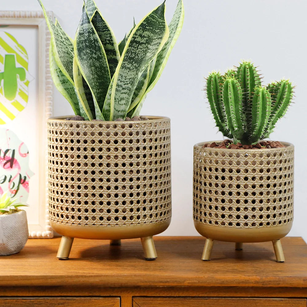 Set of 3 Plant Pots 10/8.5/7''H (Antique Gold)